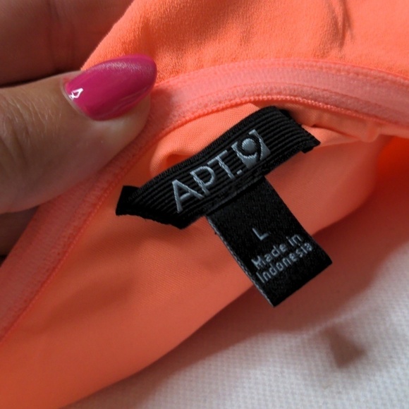 APT. 9 HOT CORAL Barbie RUFFLE ONE SHOULDER MIDI DRESS Sz Large - Picture 12 of 16